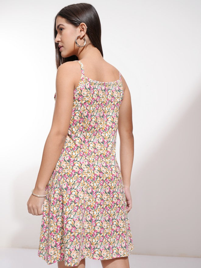 Tokyo Talkies Women Green Printed Fit And Flare Dress - Green - Image 3