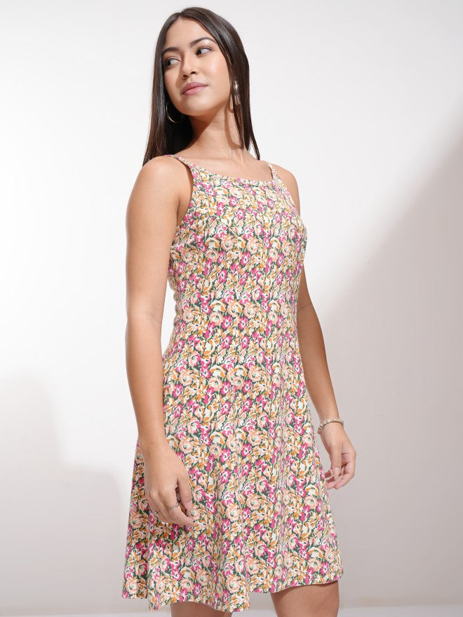 Tokyo Talkies Women Green Printed Fit And Flare Dress - Green - Image 6
