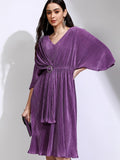 Tokyo Talkies Women Purple Solid Fit And Flare Dress - Purple - Image 1