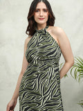 Tokyo Talkies Women Olive Printed A-Line Dress - Olive - Image 1