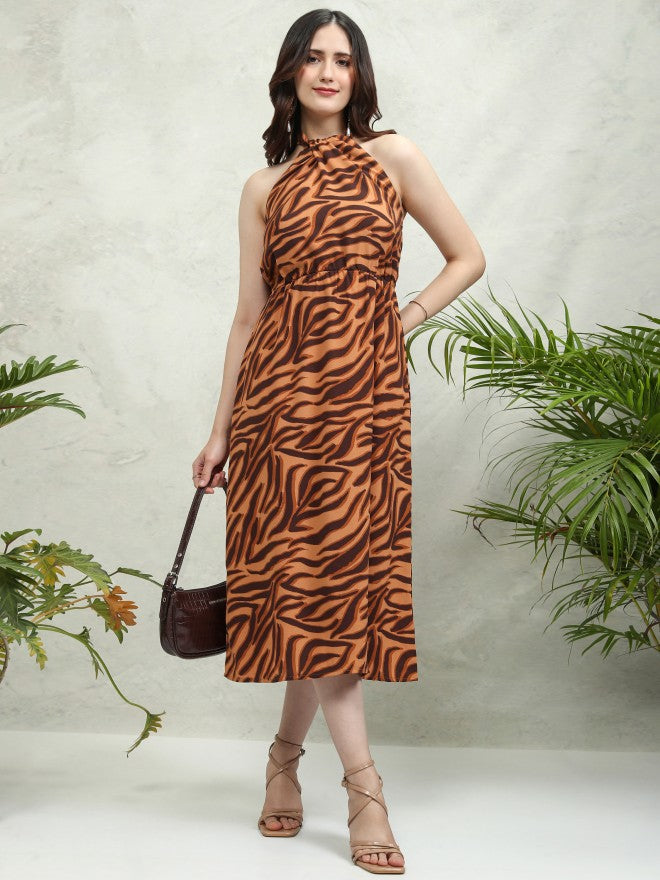 Tokyo Talkies Women Brown Printed Maxi Dress - Brown - Image 2