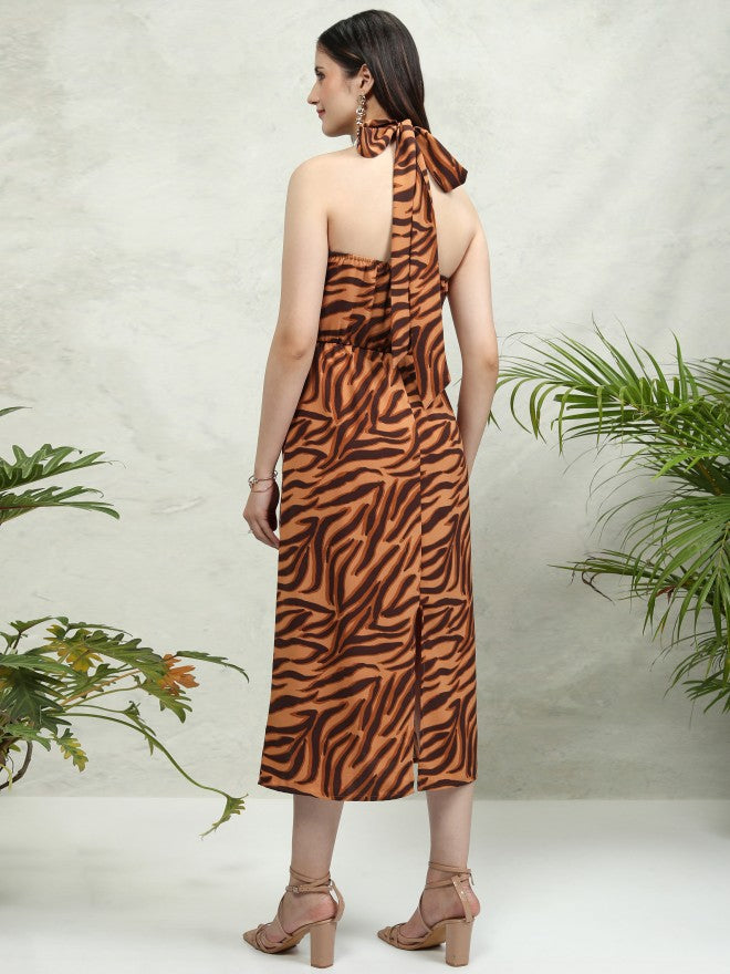 Tokyo Talkies Women Brown Printed Maxi Dress - Brown - Image 3