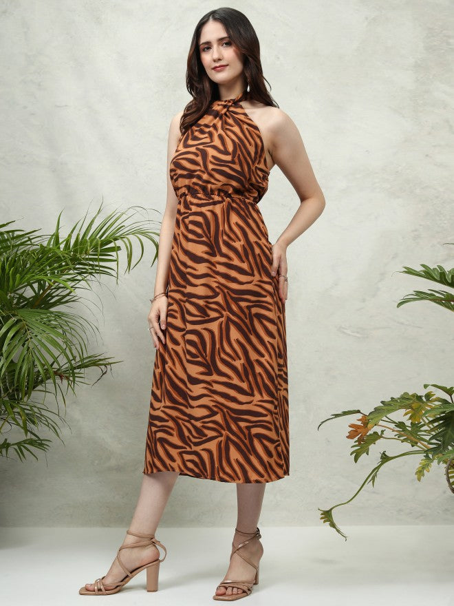 Tokyo Talkies Women Brown Printed Maxi Dress - Brown - Image 4