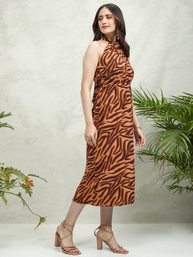 Tokyo Talkies Women Brown Printed Maxi Dress - Brown - Image 6