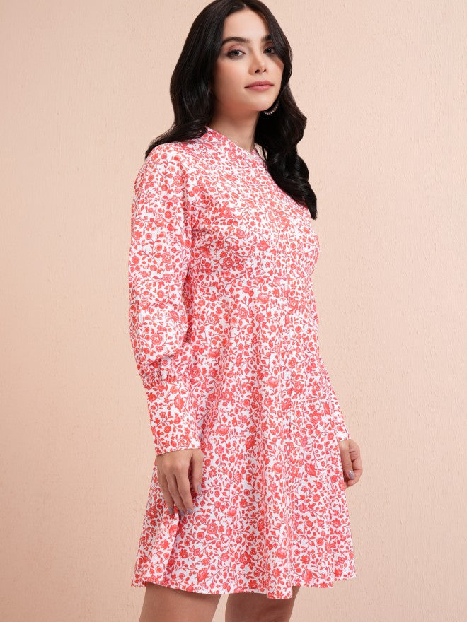 Tokyo Talkies Women Pink Printed A-Line Dress - Pink - Image 1