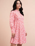 Tokyo Talkies Women Pink Printed A-Line Dress - Pink - Image 1