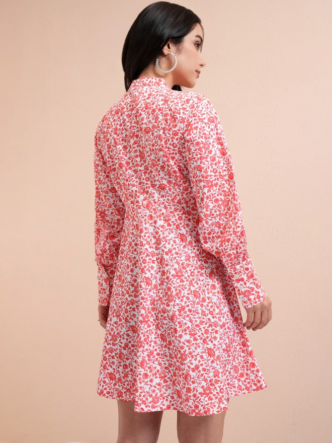 Tokyo Talkies Women Pink Printed A-Line Dress - Pink - Image 3