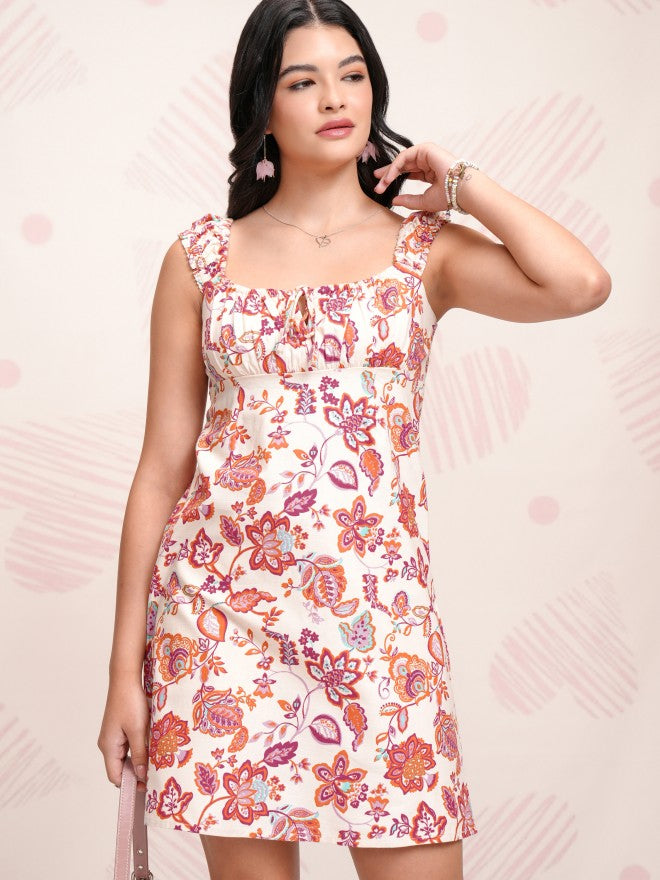 Tokyo Talkies Women Off White Printed Sheath Dress - Off White - Image 1
