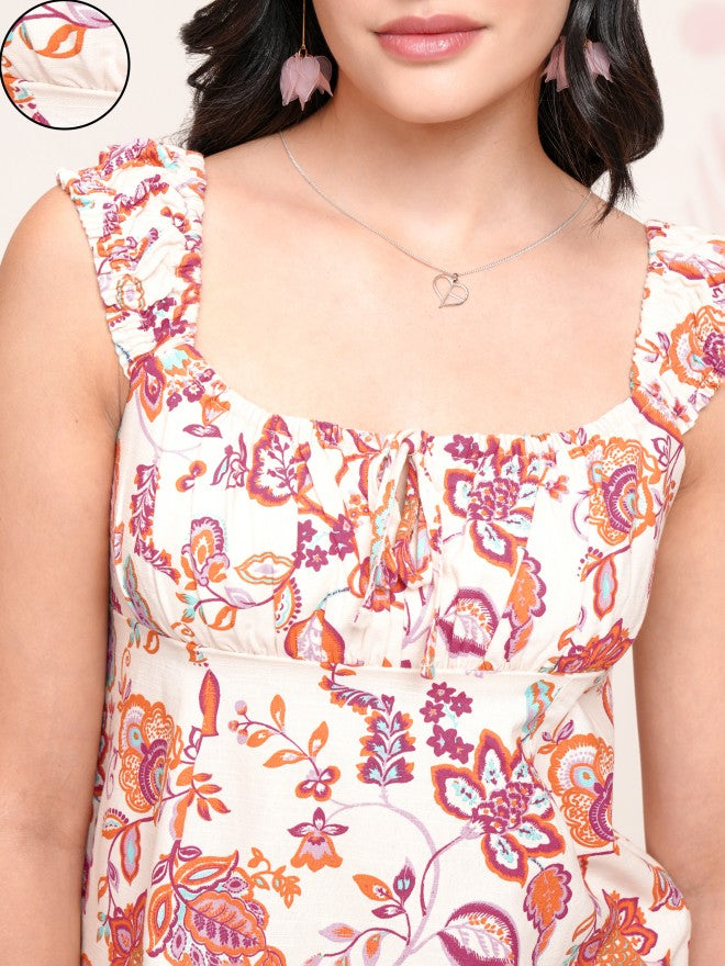 Tokyo Talkies Women Off White Printed Sheath Dress - Off White - Image 5