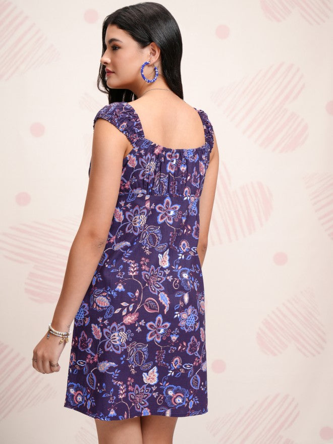 Tokyo Talkies Women Purple Printed Sheath Dress - Purple - Image 3