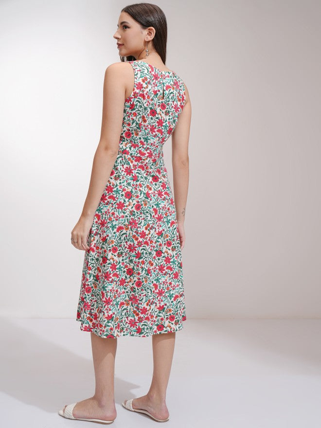 Tokyo Talkies Women White Printed A-Line Dress - White - Image 3
