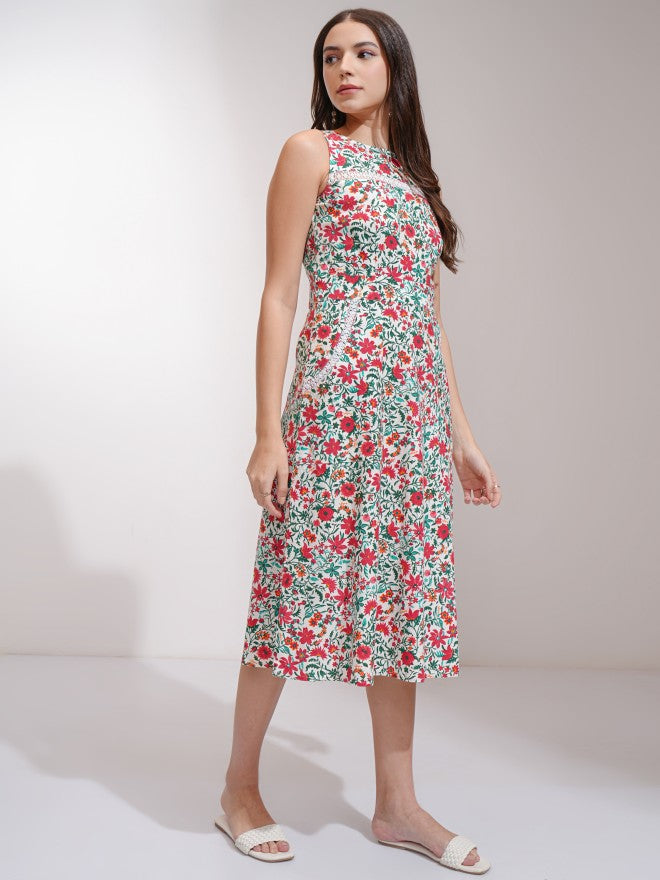Tokyo Talkies Women White Printed A-Line Dress - White - Image 4