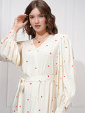 Tokyo Talkies Women Off White Printed A-Line Dress - Off White - Image 1
