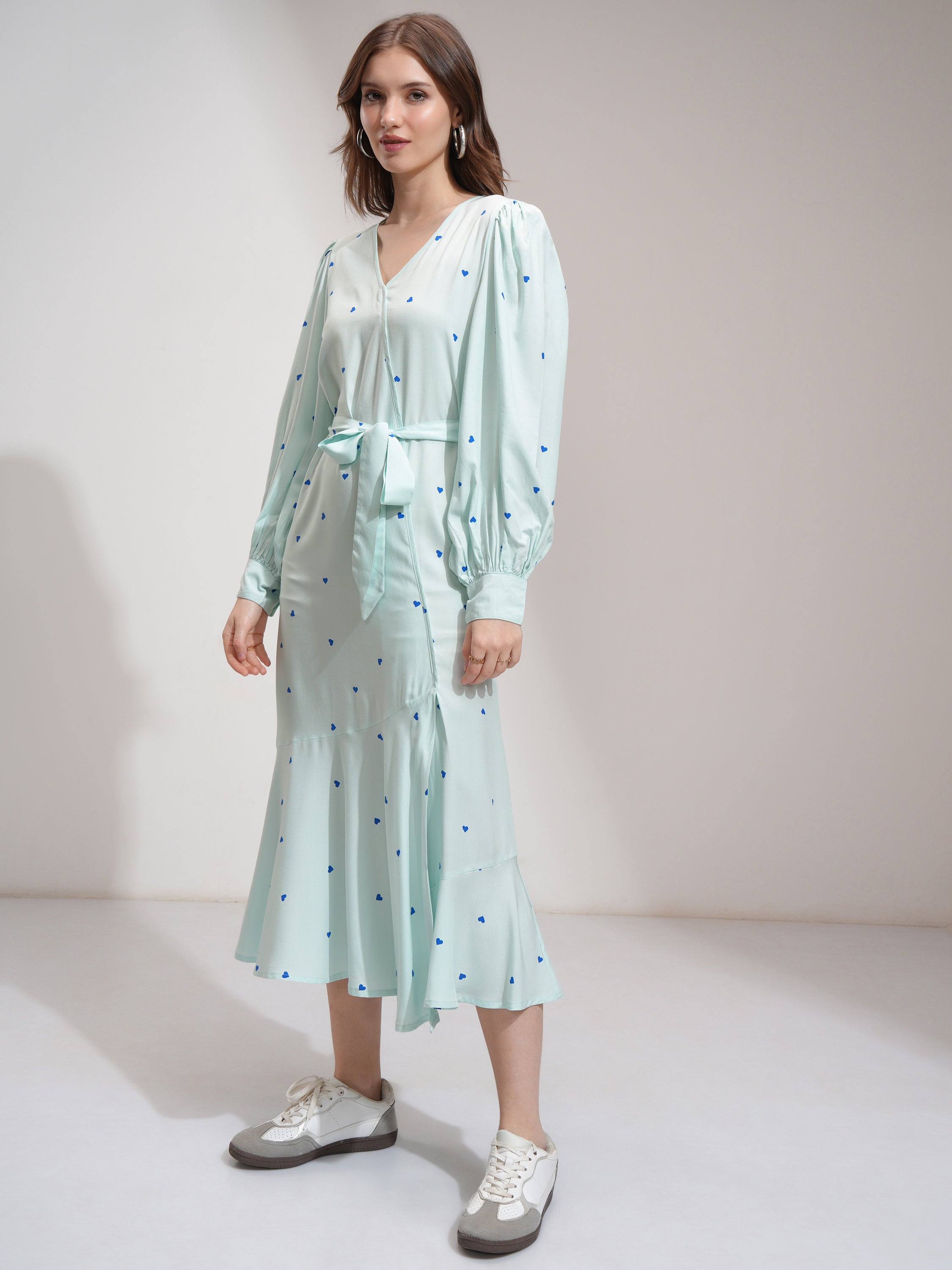 Tokyo Talkies Women Blue Printed Wrap Dress - Blue - Image 2
