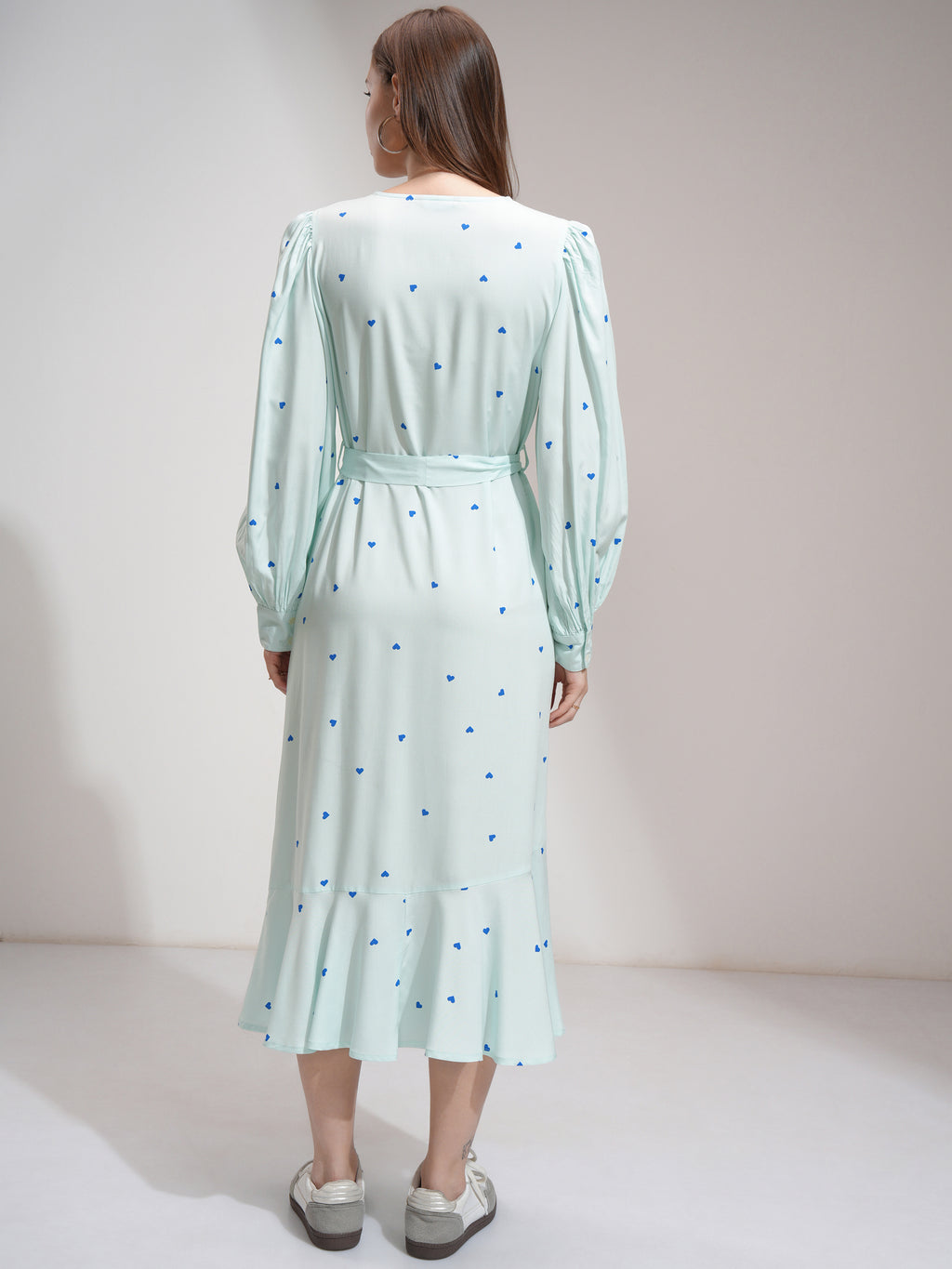Tokyo Talkies Women Blue Printed Wrap Dress - Blue - Image 3
