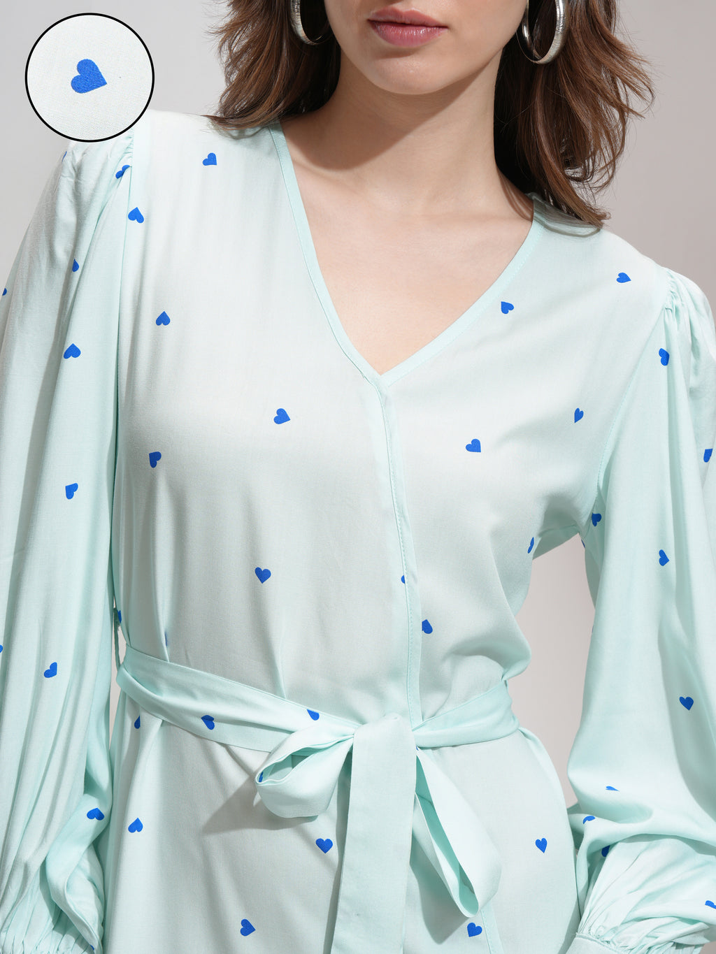 Tokyo Talkies Women Blue Printed Wrap Dress - Blue - Image 5