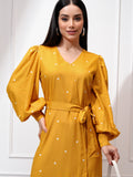 Tokyo Talkies Women Mustard Printed Maxi Dress - Mustard - Image 1