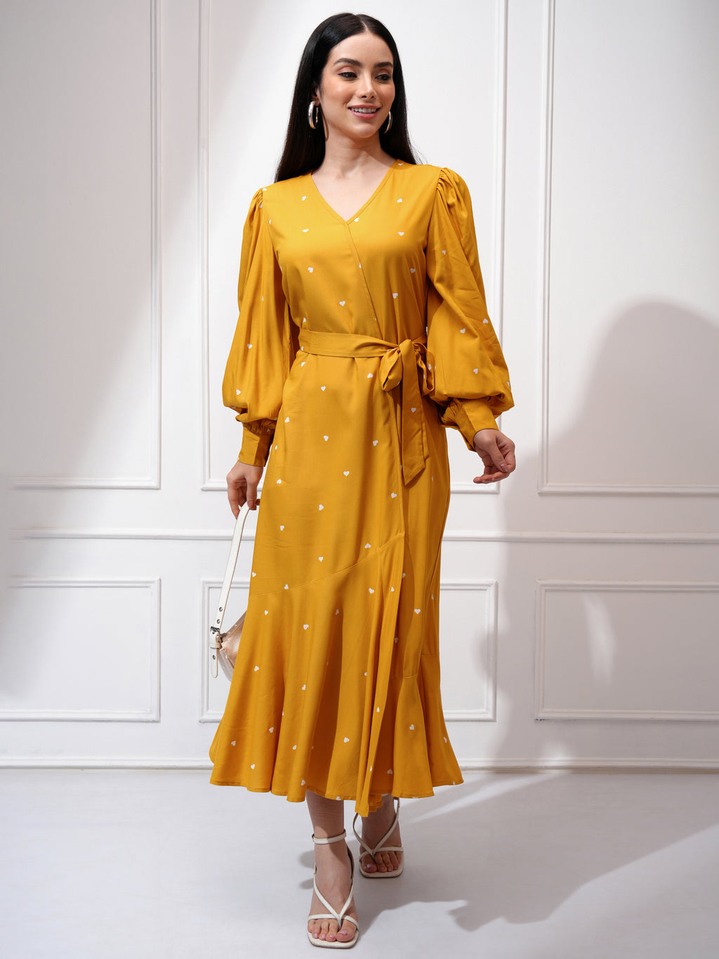 Tokyo Talkies Women Mustard Printed Maxi Dress - Mustard - Image 2