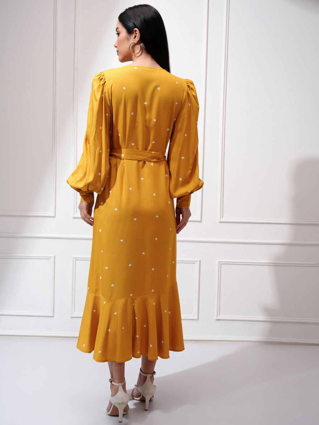 Tokyo Talkies Women Mustard Printed Maxi Dress - Mustard - Image 3