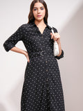 Tokyo Talkies Women Black Printed Shirt Dress - Black - Image 1