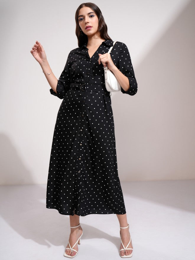 Tokyo Talkies Women Black Printed Shirt Dress - Black - Image 2