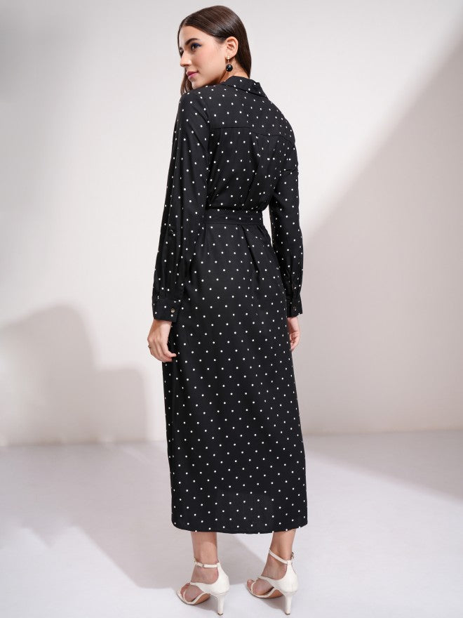 Tokyo Talkies Women Black Printed Shirt Dress - Black - Image 3