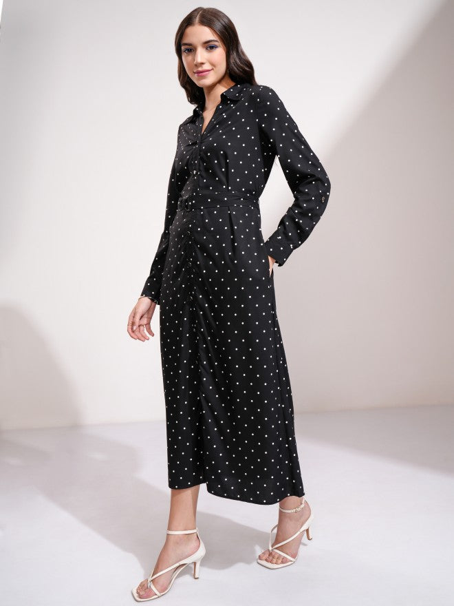 Tokyo Talkies Women Black Printed Shirt Dress - Black - Image 4