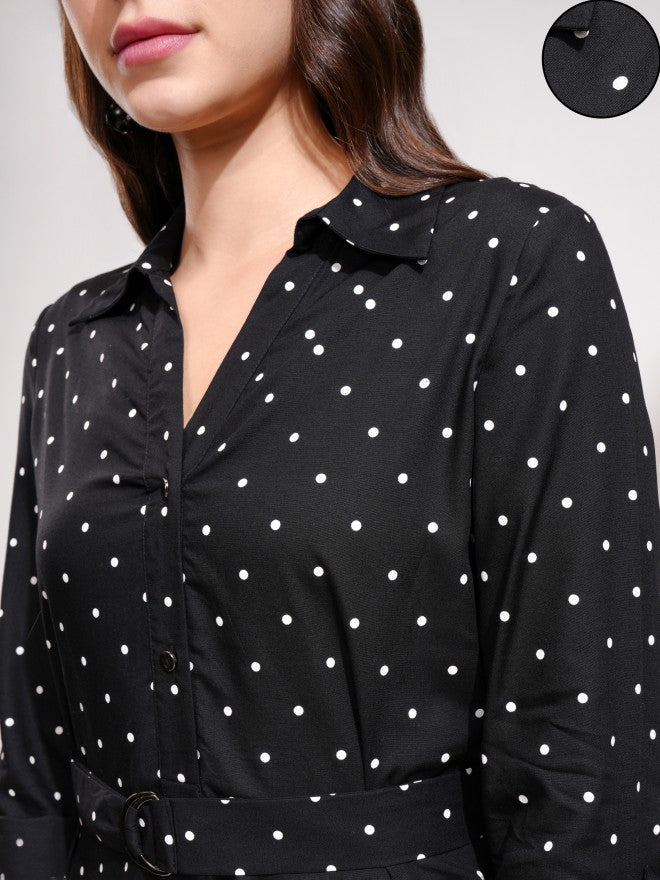 Tokyo Talkies Women Black Printed Shirt Dress - Black - Image 5