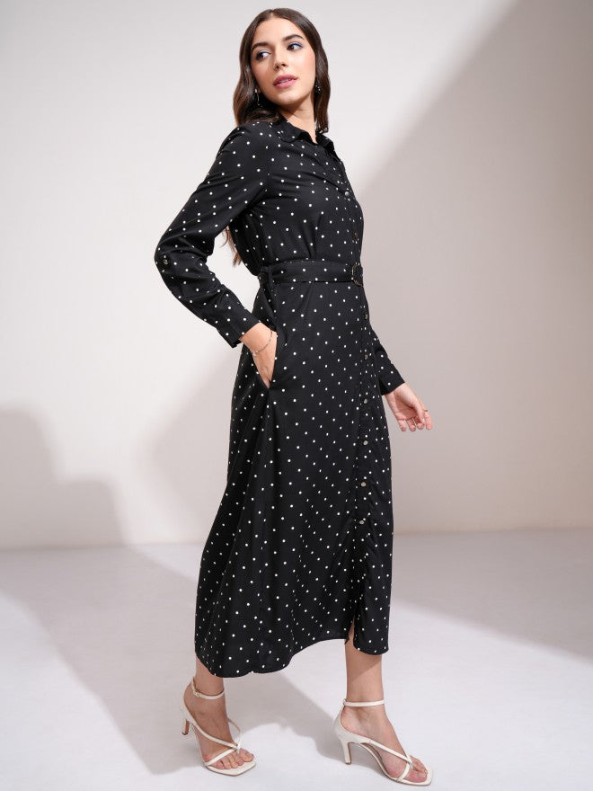 Tokyo Talkies Women Black Printed Shirt Dress - Black - Image 6