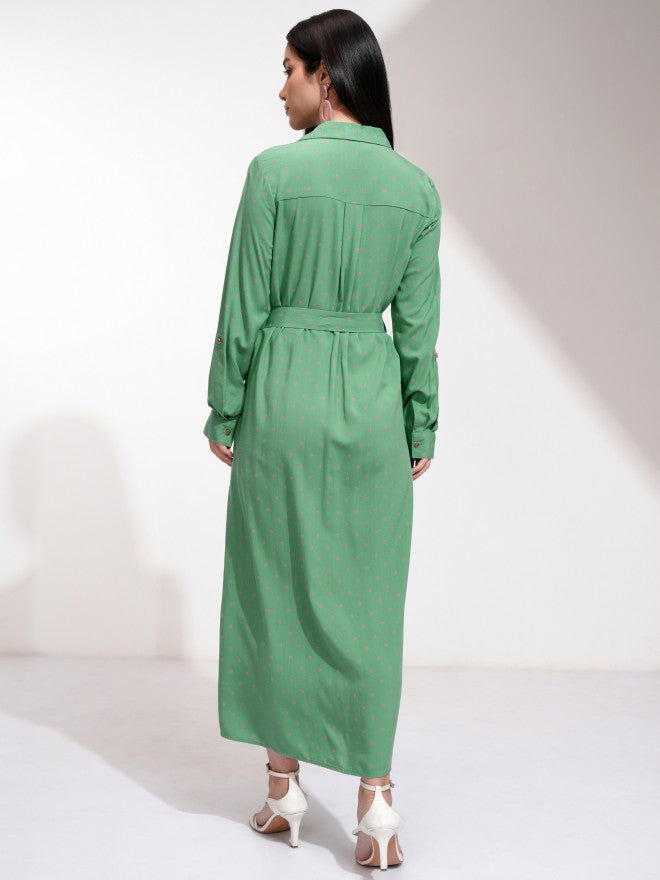 Tokyo Talkies Women Teal Printed Shirt Dress - Teal - Image 2