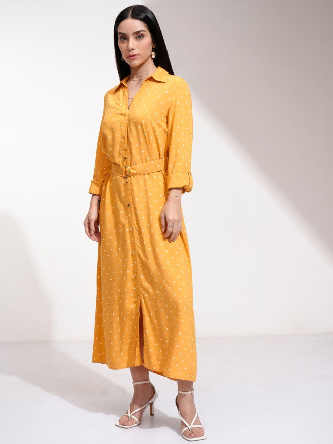 Tokyo Talkies Women Yellow Printed Shirt Dress - Yellow - Image 3