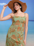Tokyo Talkies Women Olive Printed Empire Dress - Olive - Image 1