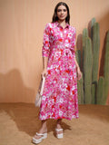 Tokyo Talkies Women Pink Printed Shirt Dress - Pink - Image 1