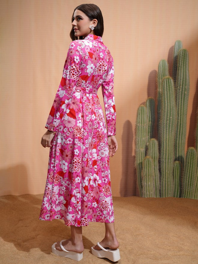 Tokyo Talkies Women Pink Printed Shirt Dress - Pink - Image 2