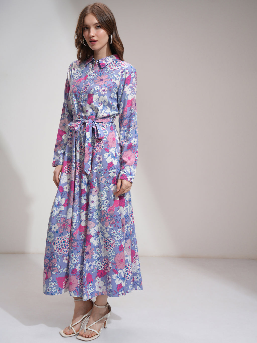 Tokyo Talkies Women Purple Printed Shirt Dress - Purple - Image 2