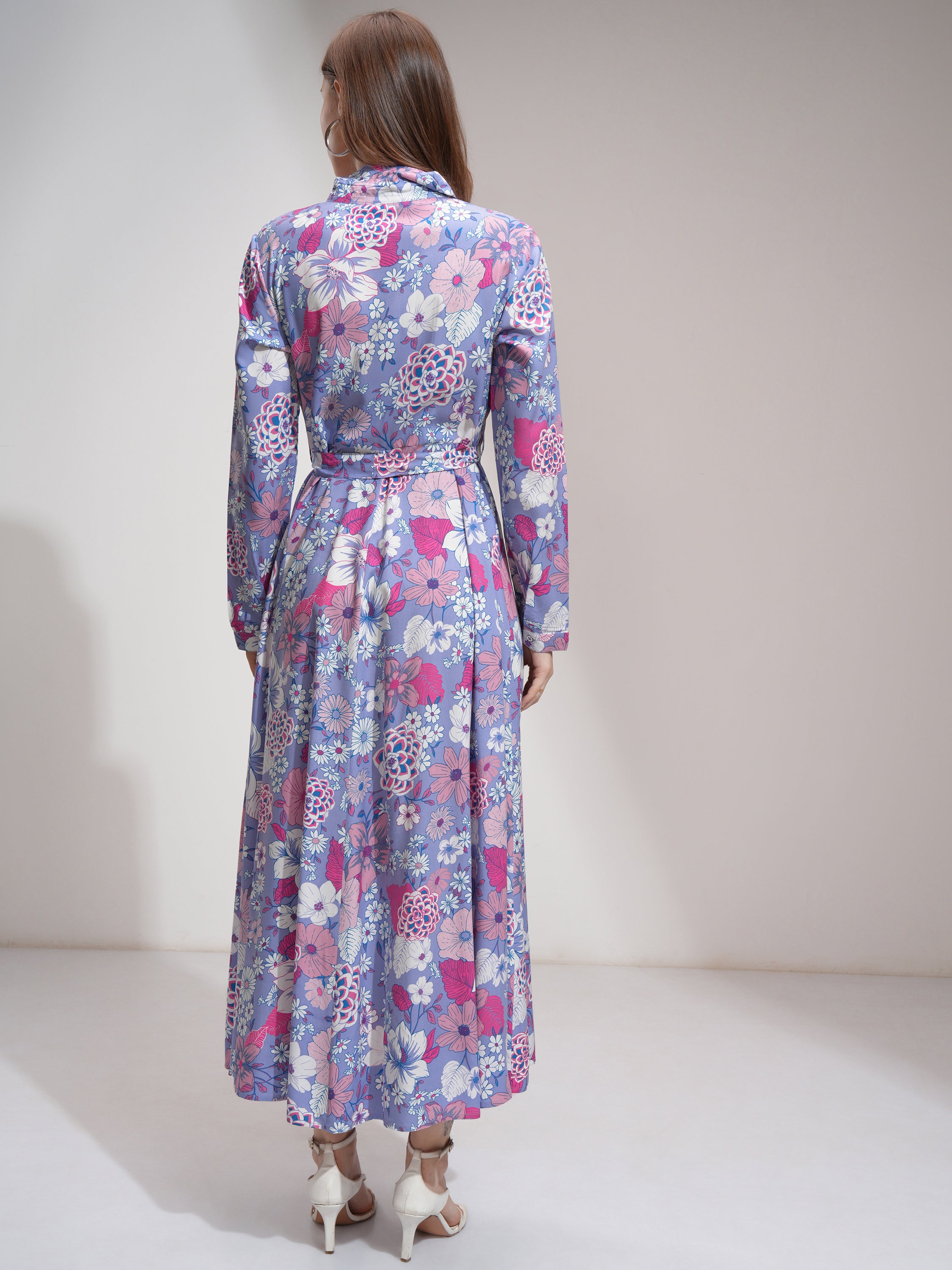 Tokyo Talkies Women Purple Printed Shirt Dress - Purple - Image 3