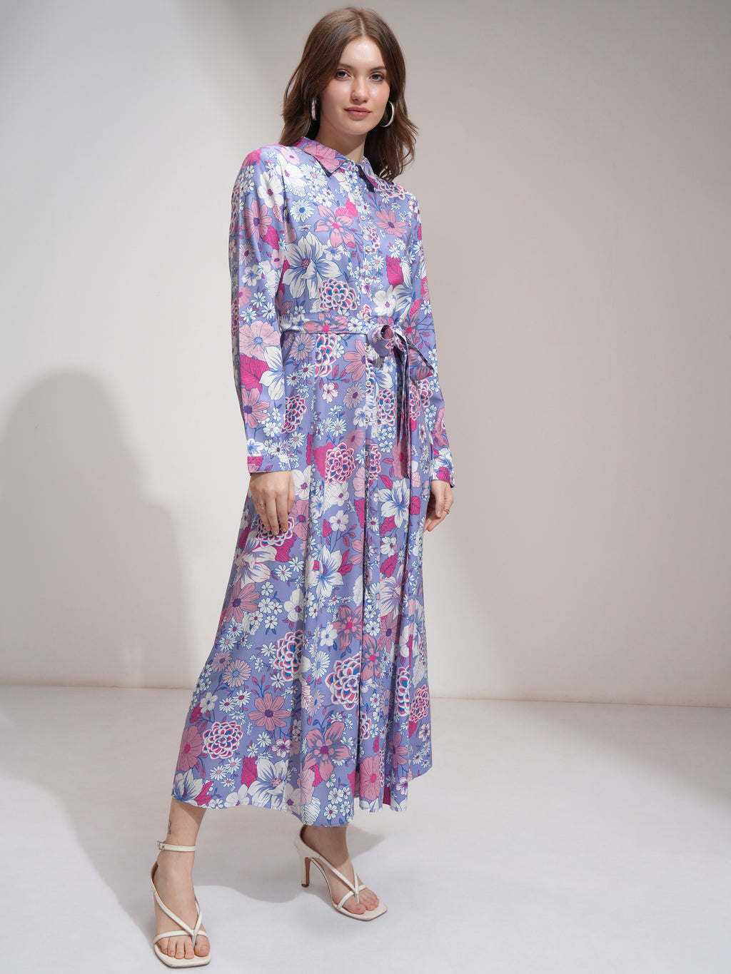 Tokyo Talkies Women Purple Printed Shirt Dress - Purple - Image 4