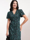 Tokyo Talkies Women Black Printed Fit And Flare Dress - Black - Image 1
