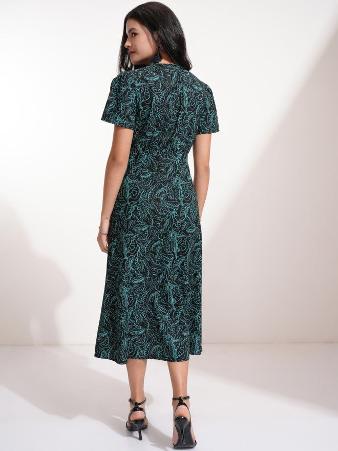 Tokyo Talkies Women Black Printed Fit And Flare Dress - Black - Image 3
