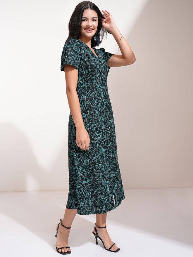 Tokyo Talkies Women Black Printed Fit And Flare Dress - Black - Image 6