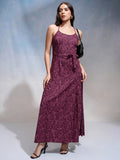 Tokyo Talkies Women Purple Printed Maxi Dress - Purple - Image 1