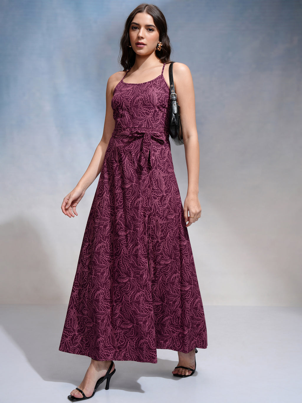Tokyo Talkies Women Purple Printed Maxi Dress - Purple - Image 2