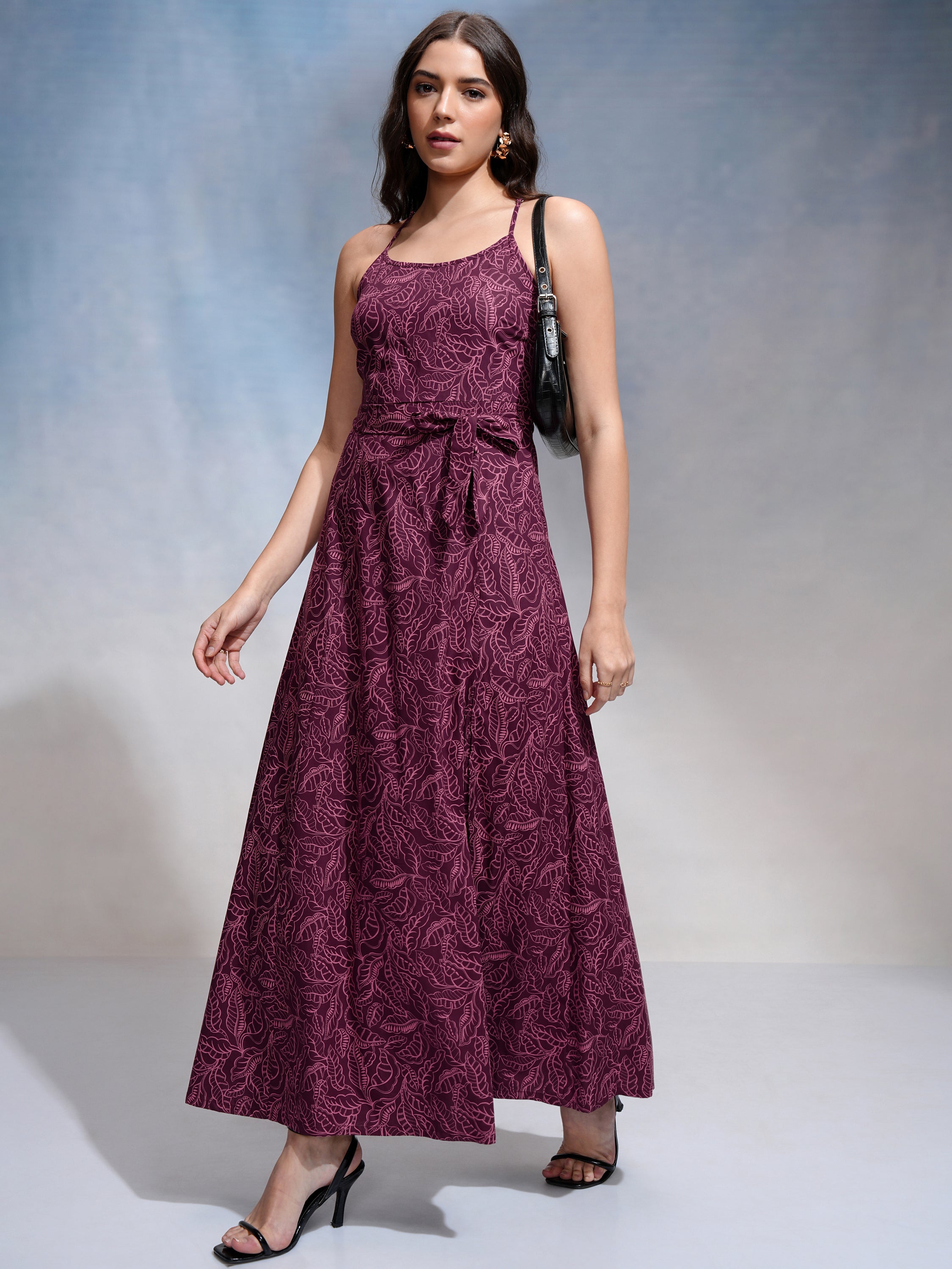 Tokyo Talkies Women Purple Printed Maxi Dress - Purple - Image 2