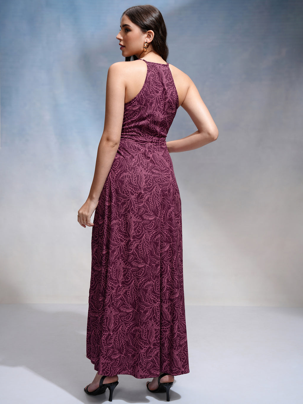 Tokyo Talkies Women Purple Printed Maxi Dress - Purple - Image 3