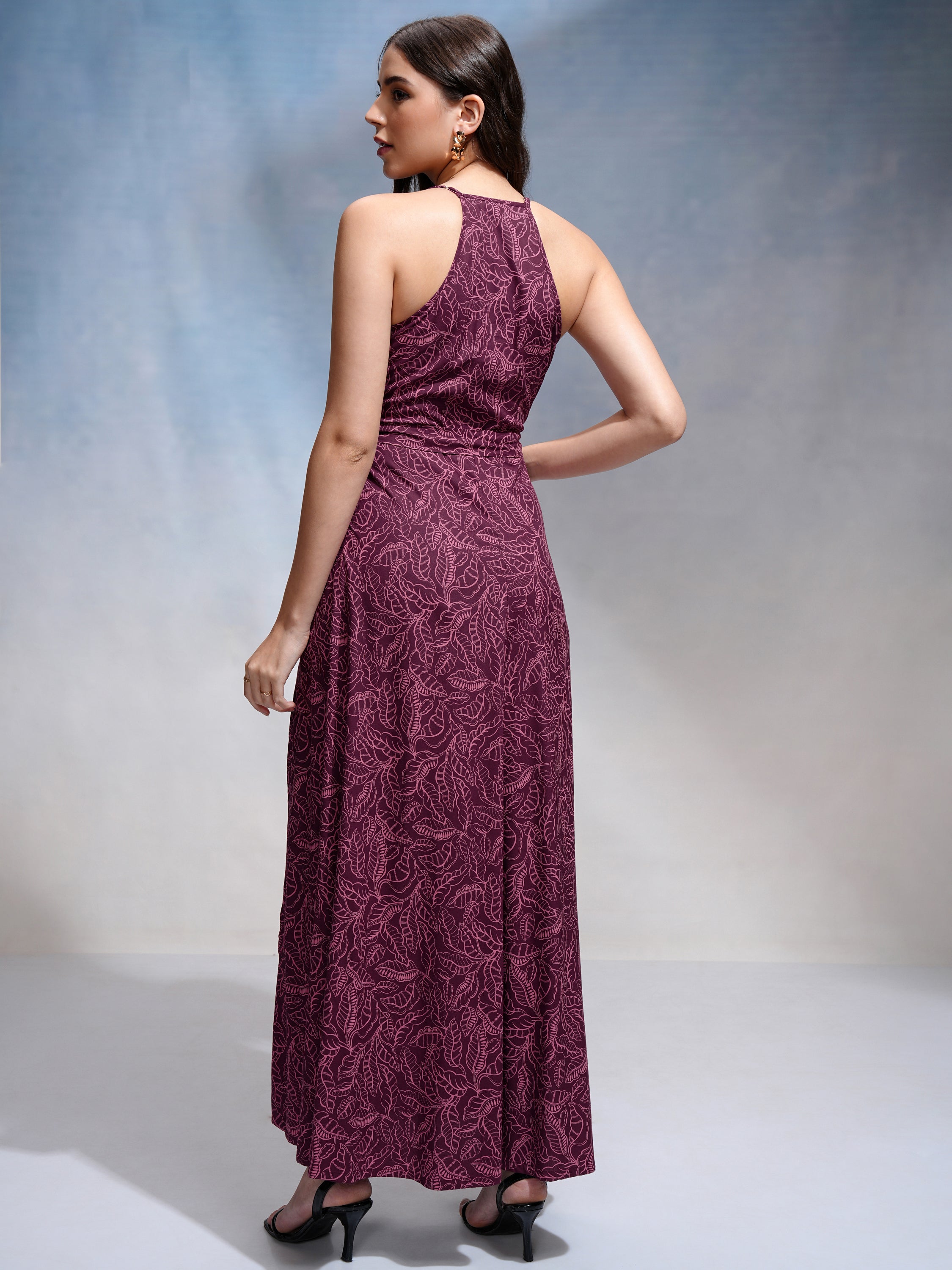 Tokyo Talkies Women Purple Printed Maxi Dress - Purple - Image 3