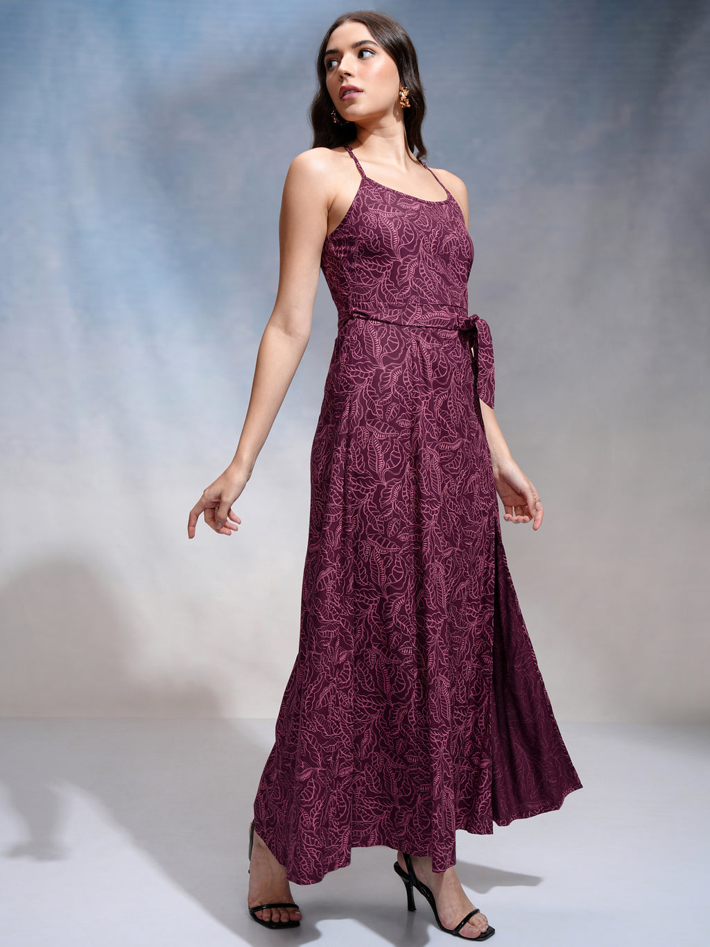 Tokyo Talkies Women Purple Printed Maxi Dress - Purple - Image 4