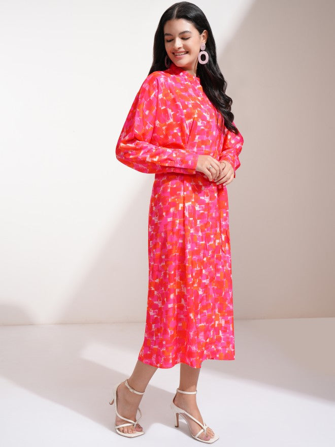 Tokyo Talkies Women Pink Printed Fit And Flare Dress - Pink - Image 6
