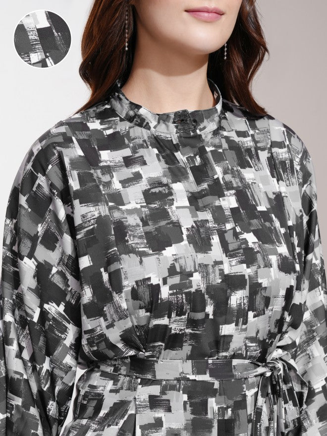 Tokyo Talkies Women Black Printed Fit and Flare Dress - Black - Image 5