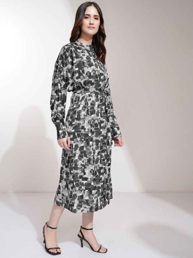 Tokyo Talkies Women Black Printed Fit and Flare Dress - Black - Image 6