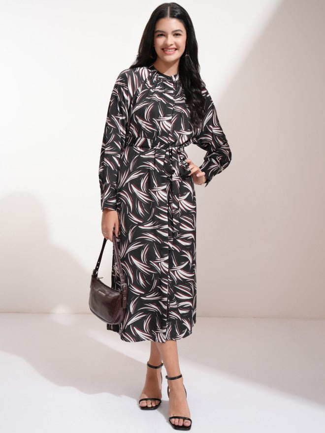 Tokyo Talkies Women Black Printed A-Line Dress - Black - Image 2